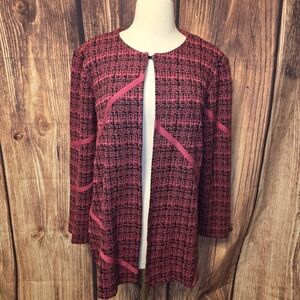 Ming WangTweed Jacket Size XL Black/Pink